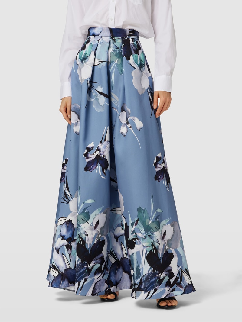 Maxirock mit Allover-Muster in hellblau
