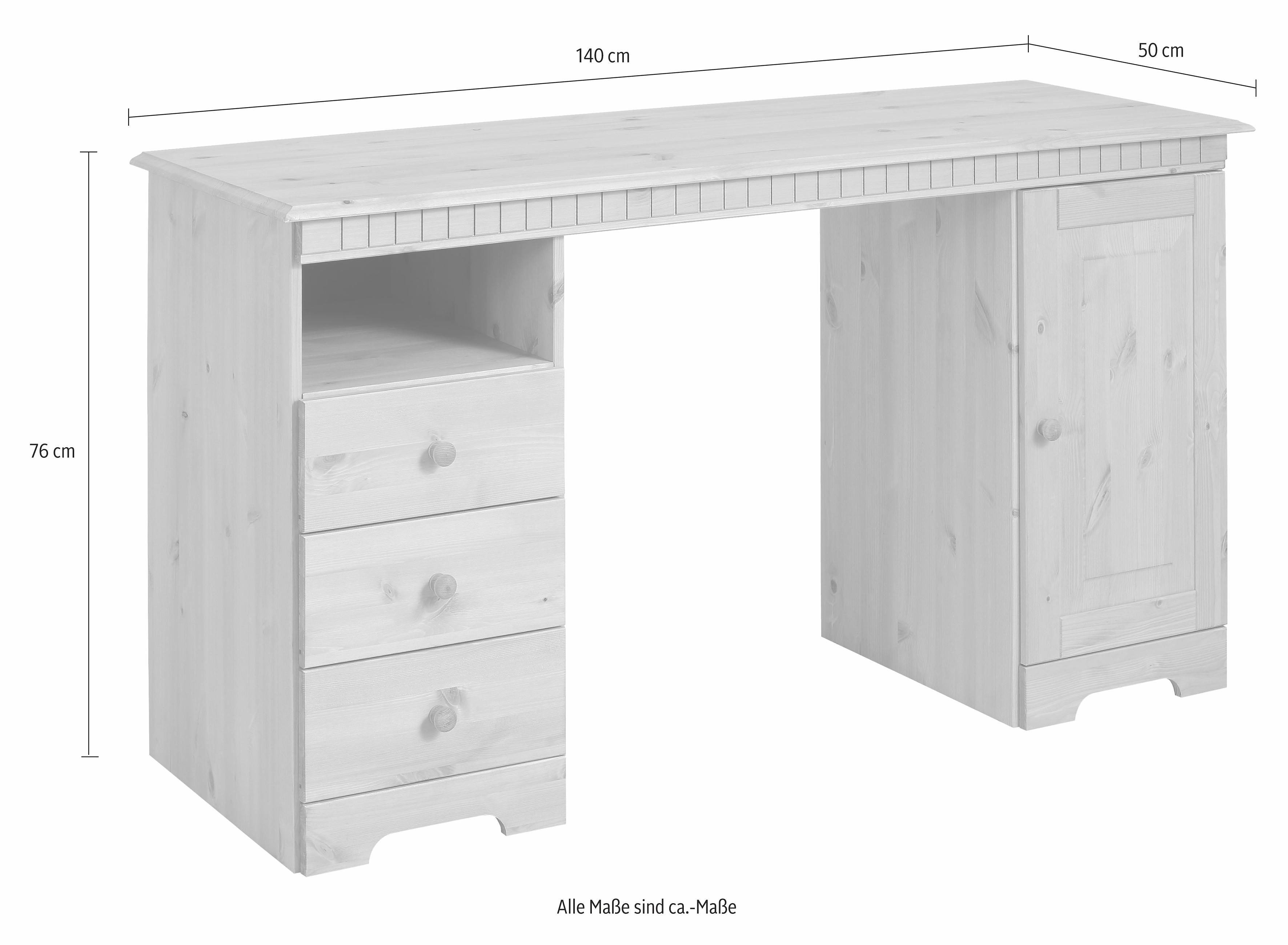 Home affaire Schreibtisch Lisa, aus Massivholz, in verschiedenen Farbvarianten, Breite 140 cm