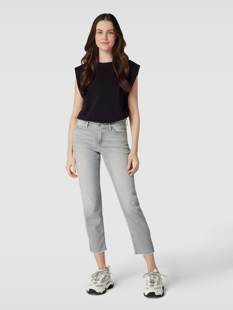 Jeans mit Strasssteinbesatz Modell 'PIPER' in hellgrau