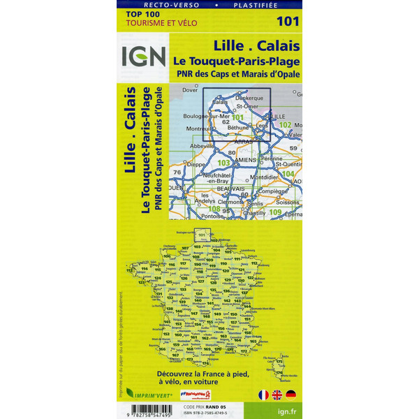 Lille.Calais Le Touquet-Paris-Plage 1:100 000 - Karte