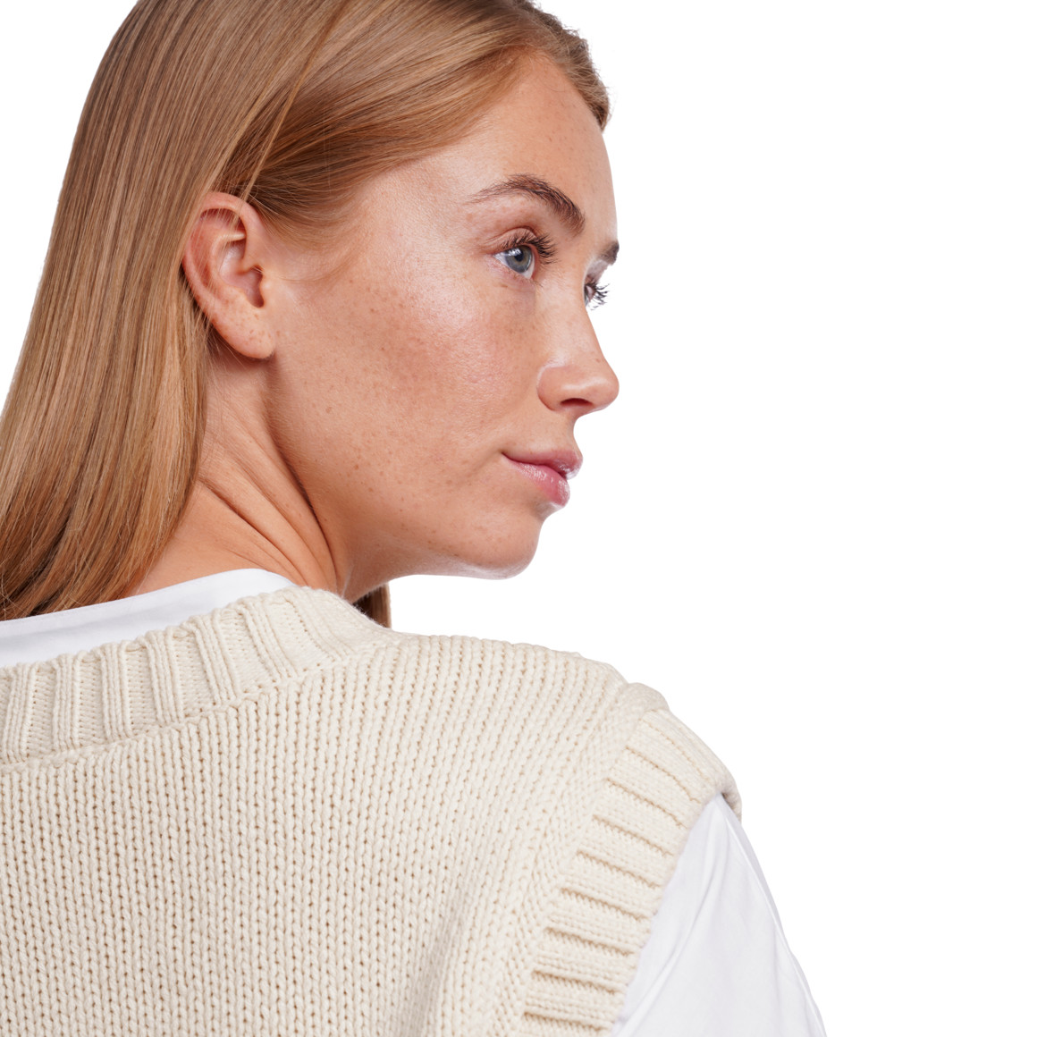 Damen Pullunder mit Zopfmuster