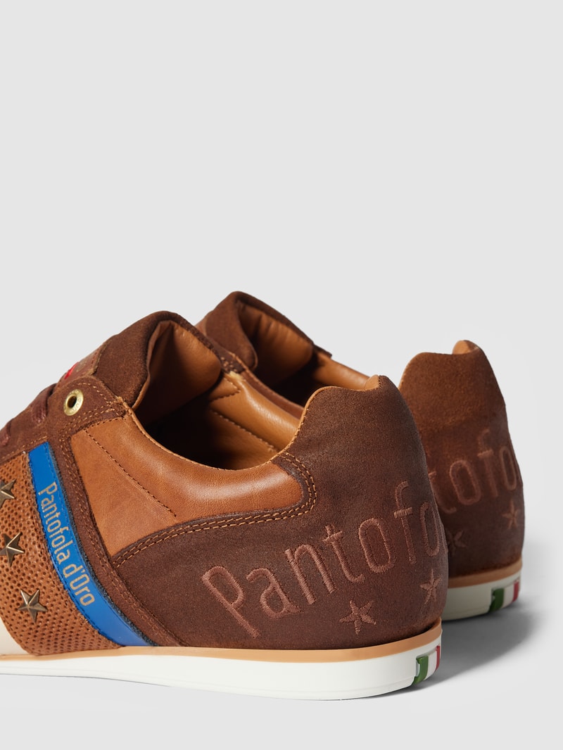 Sneaker mit Kontrastbesatz Modell 'IMOLA' in cognac