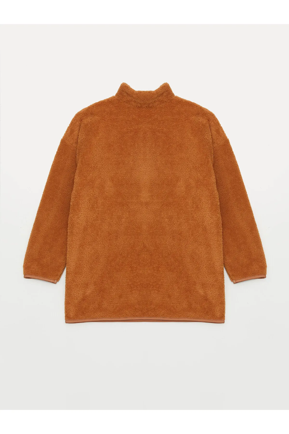 LC Waikiki  Bedruckte, langärmlige Oversize-Damentunika mit hohem Kragen