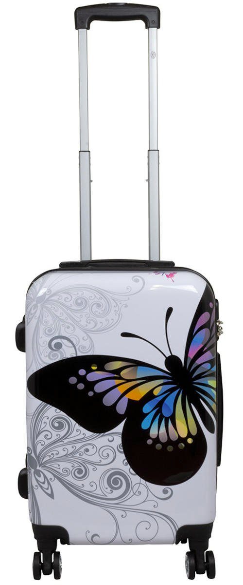 Warenhandel König Hartschalen-Trolley Butterfly, 4 Rollen, mit Motiv, Dehnfalte zur Vergrößerung des Packvolumens (Gr. L und XL)