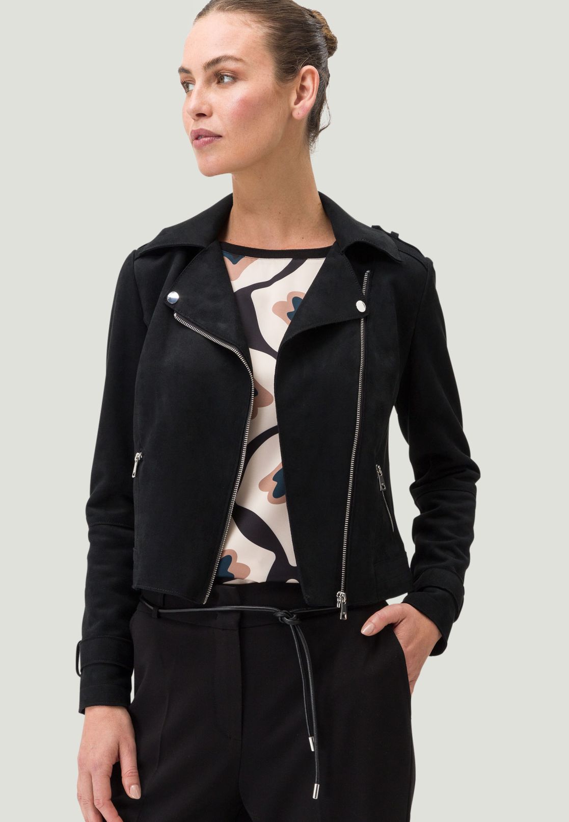Bikerjacke in Veloursleder-Optik