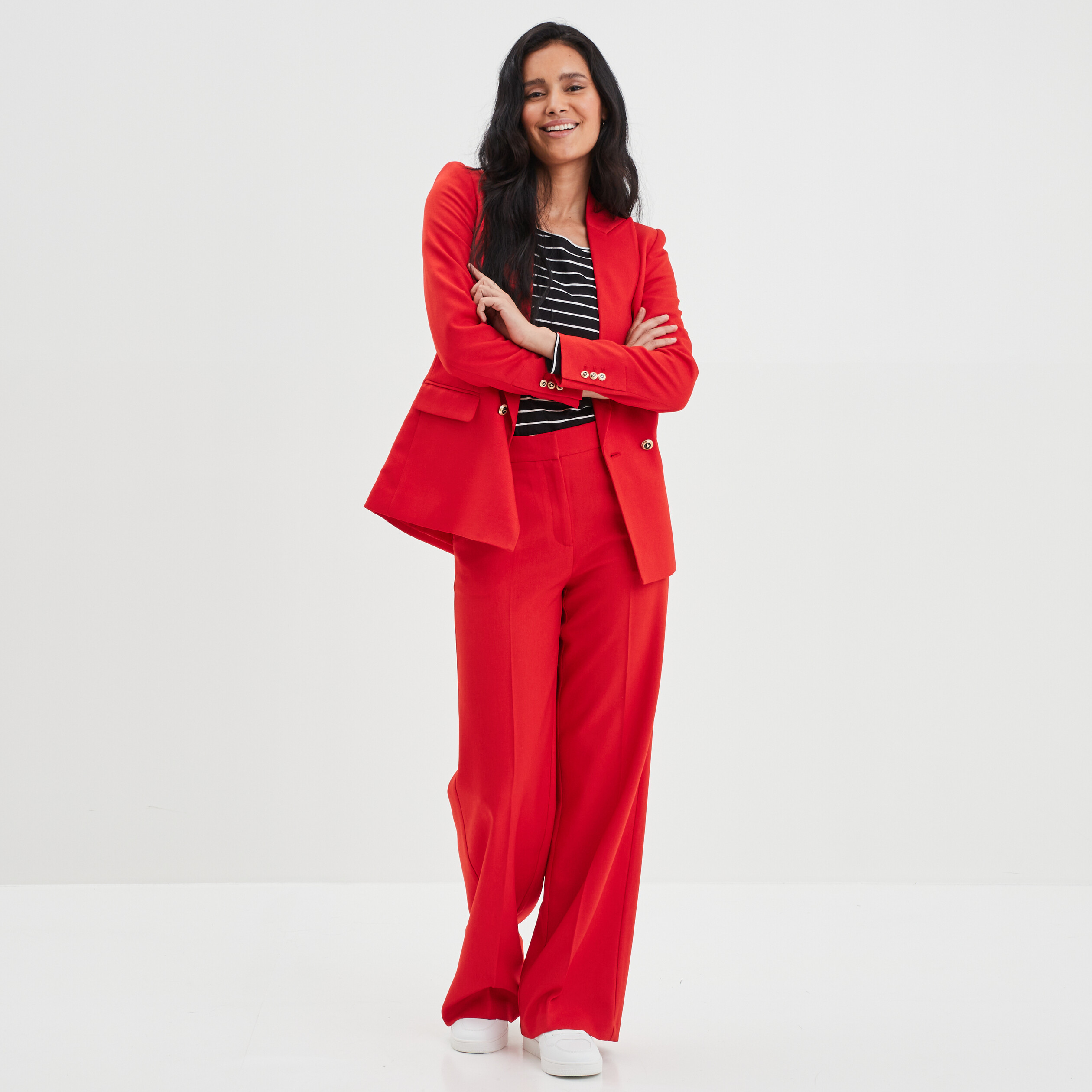 Veste blazer double boutonnage rouge femme | La Halle