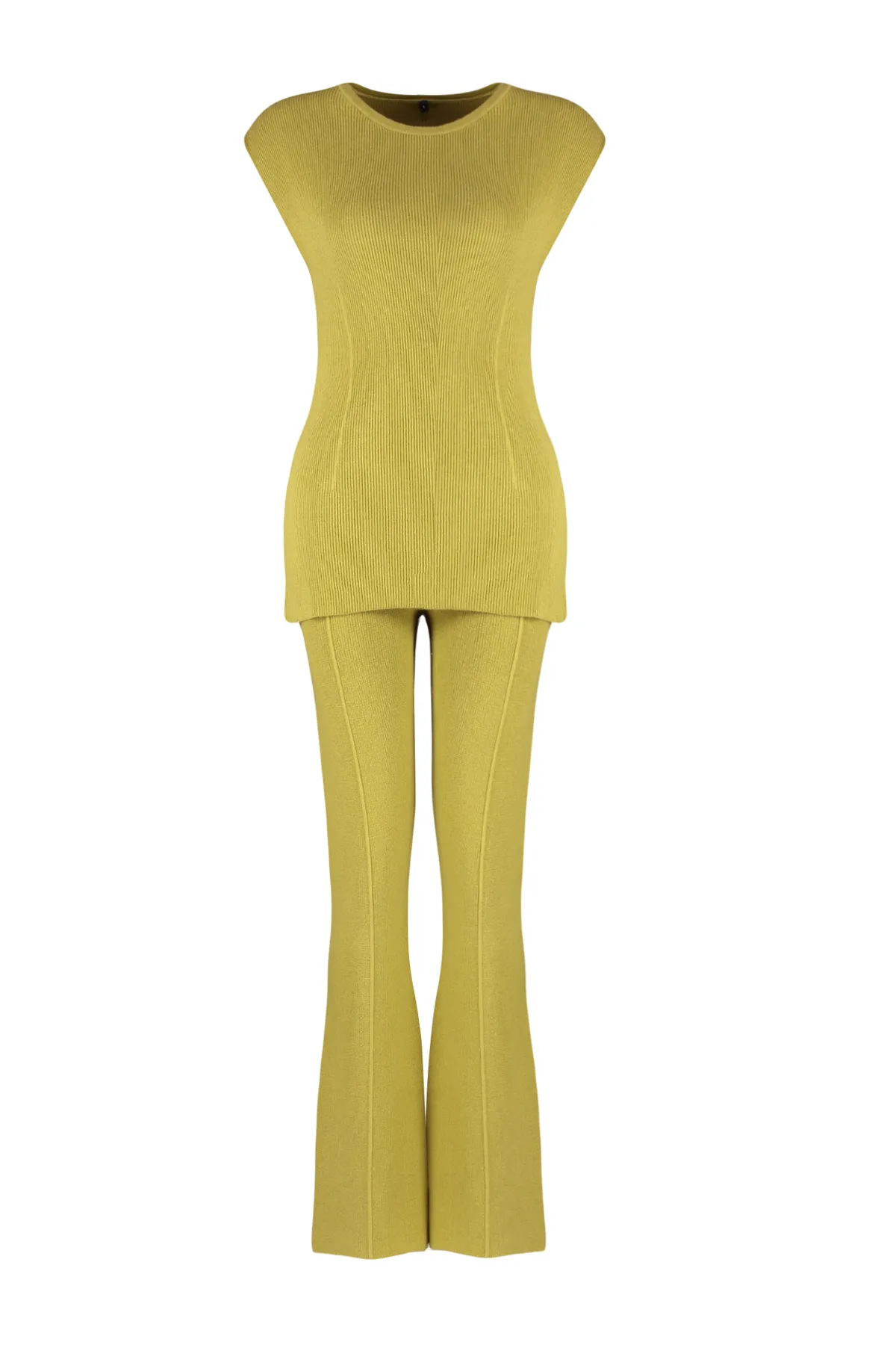 Trendyol Collection  Grünes, dünnes Baumwoll-Bluse-Hose-Strickoberteil- und -unterteil-Set TWOSS24AU00115