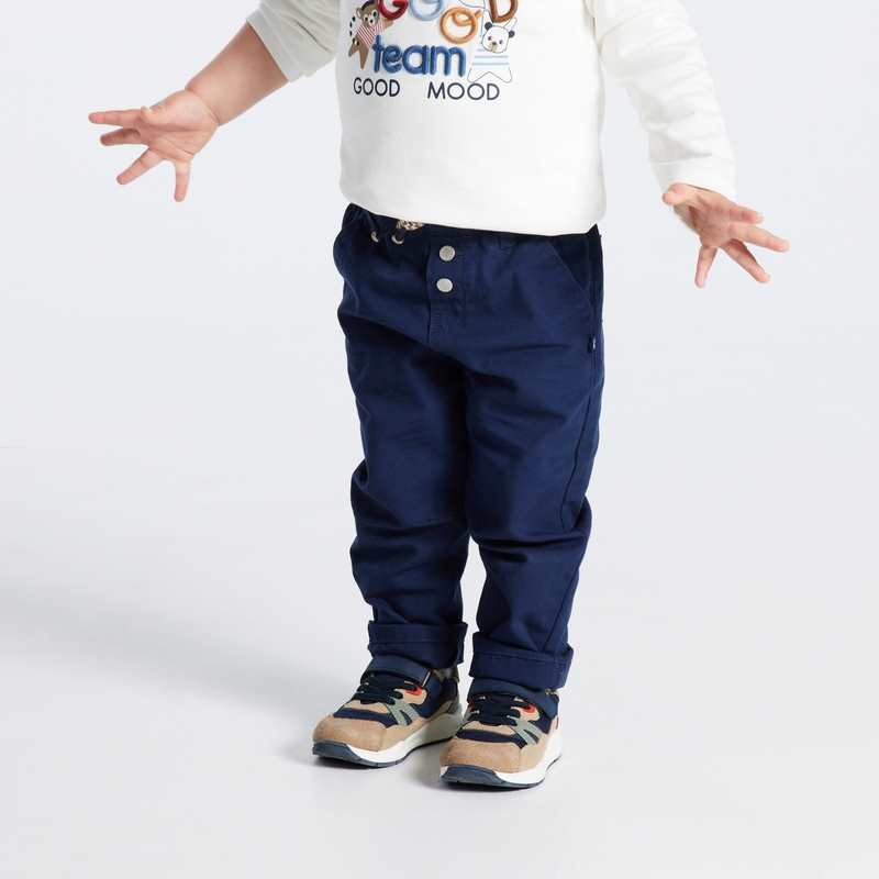 Pantalon regular coton fantaisie bleu bébé garçon