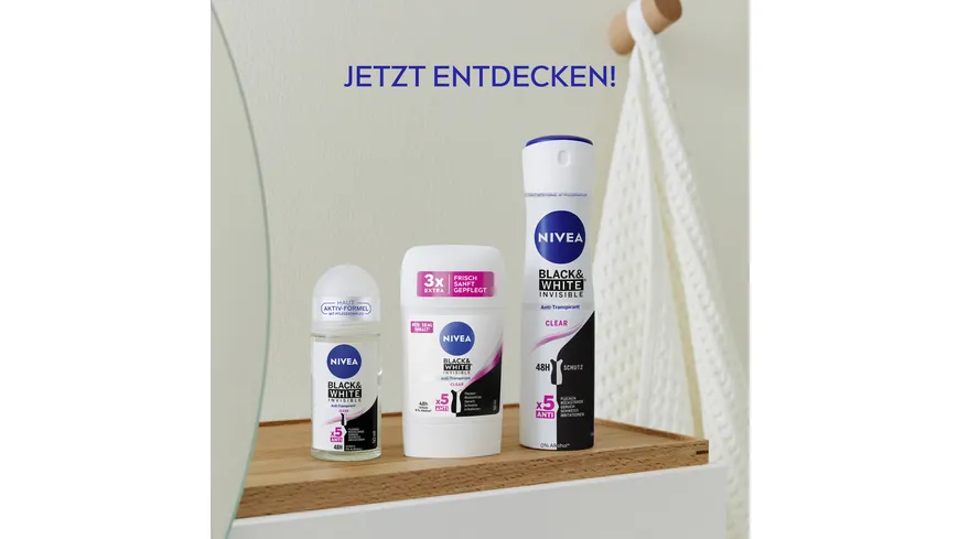 NIVEA Deo Stick Black and White Invisible Clear 50 ml