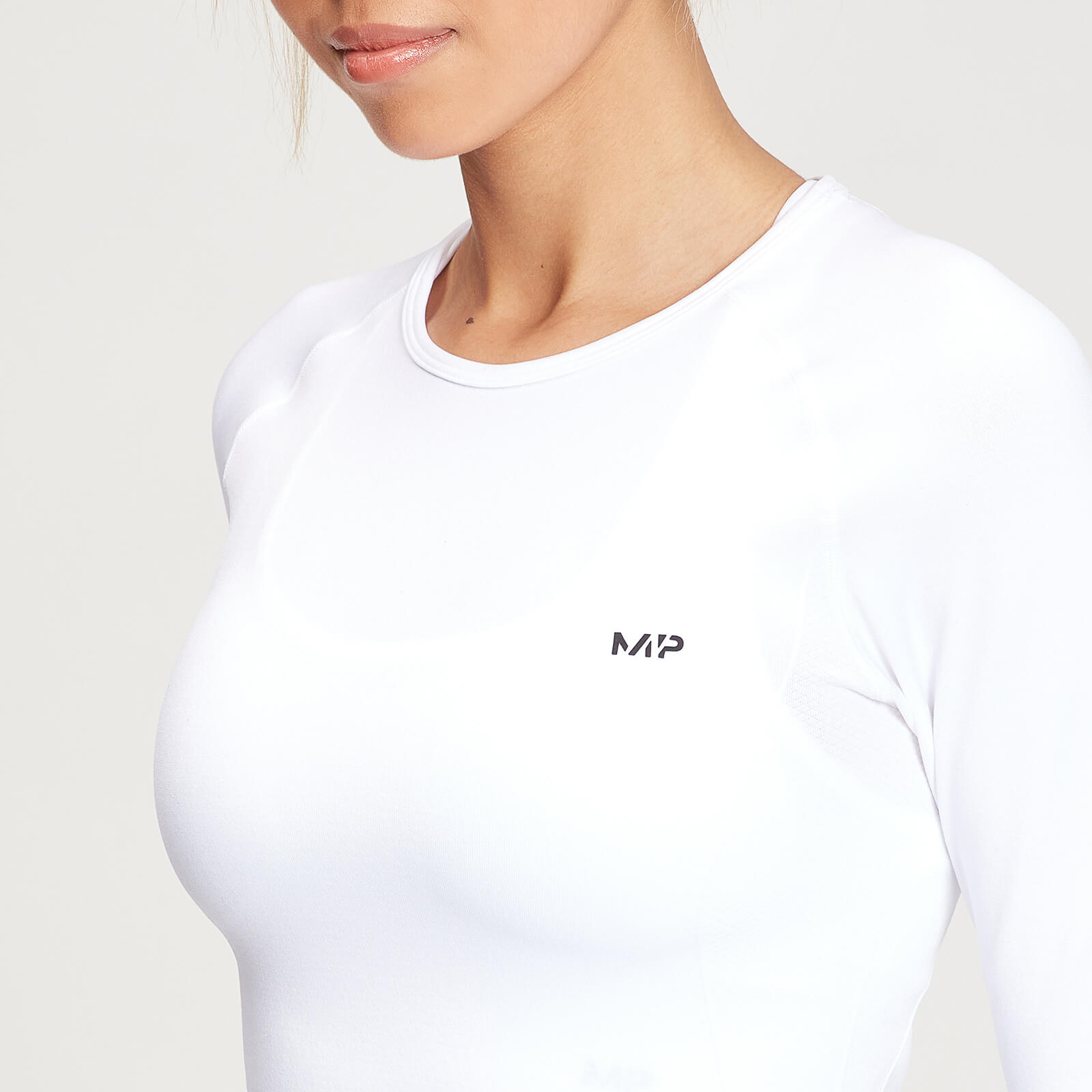 Crop top sans coutures à manches longues MP Shape Seamless pour femmes – Blanc