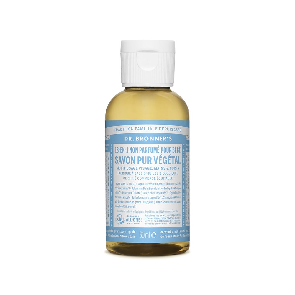 Dr Bronner's Dr Bronner's - Savon liquide non parfumé - 60ml Savon liquide