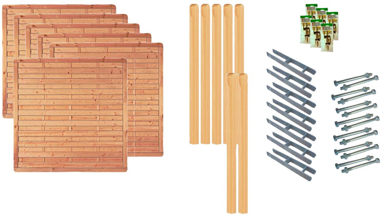 Tetzner & Jentzsch Dichtzaun Atlanta 4, (Set), 6 Elemente, LxH: 1143x180 cm