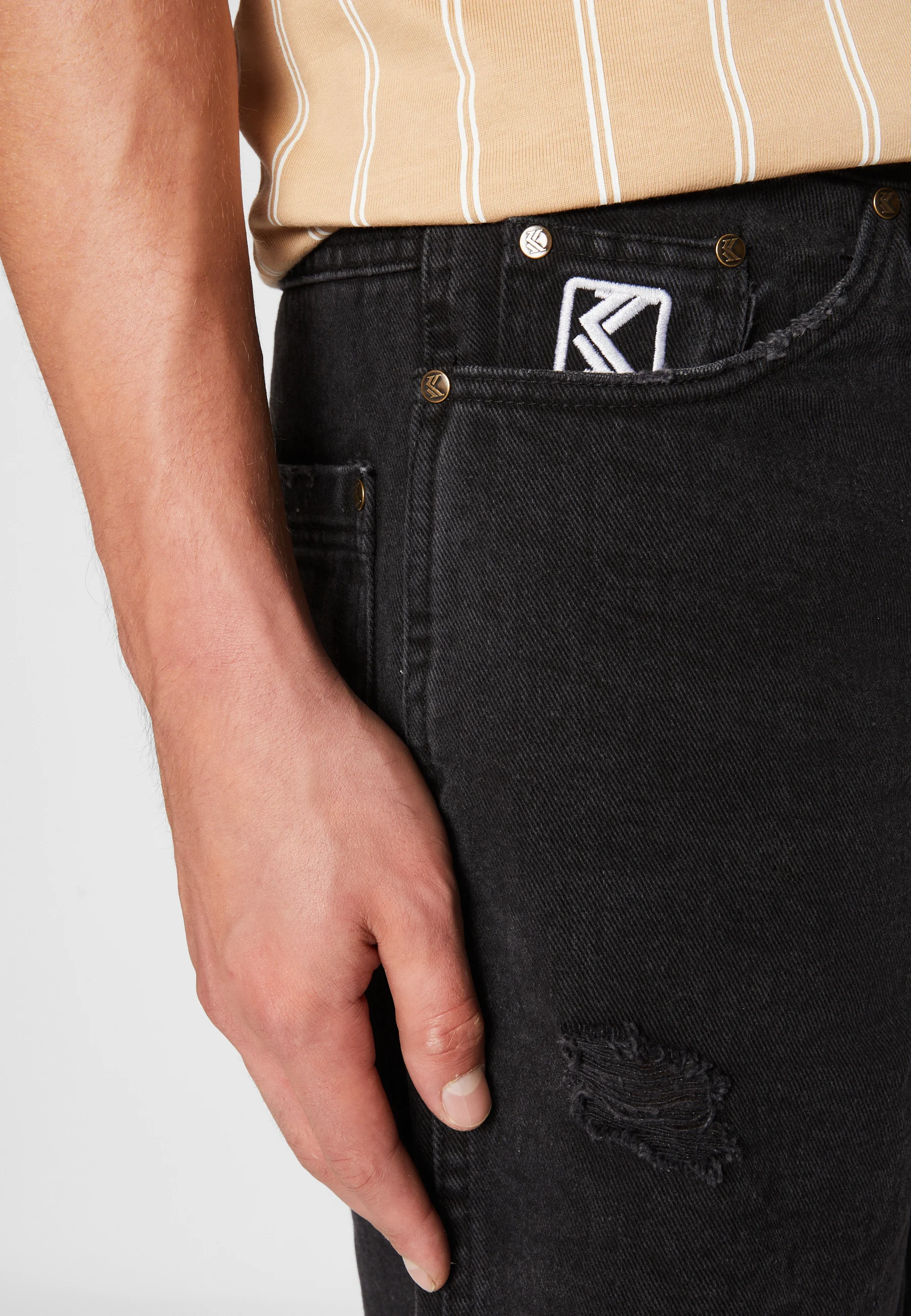 Karl Kani HEAVY DISTRESSED - Pantalones cortos vaqueros