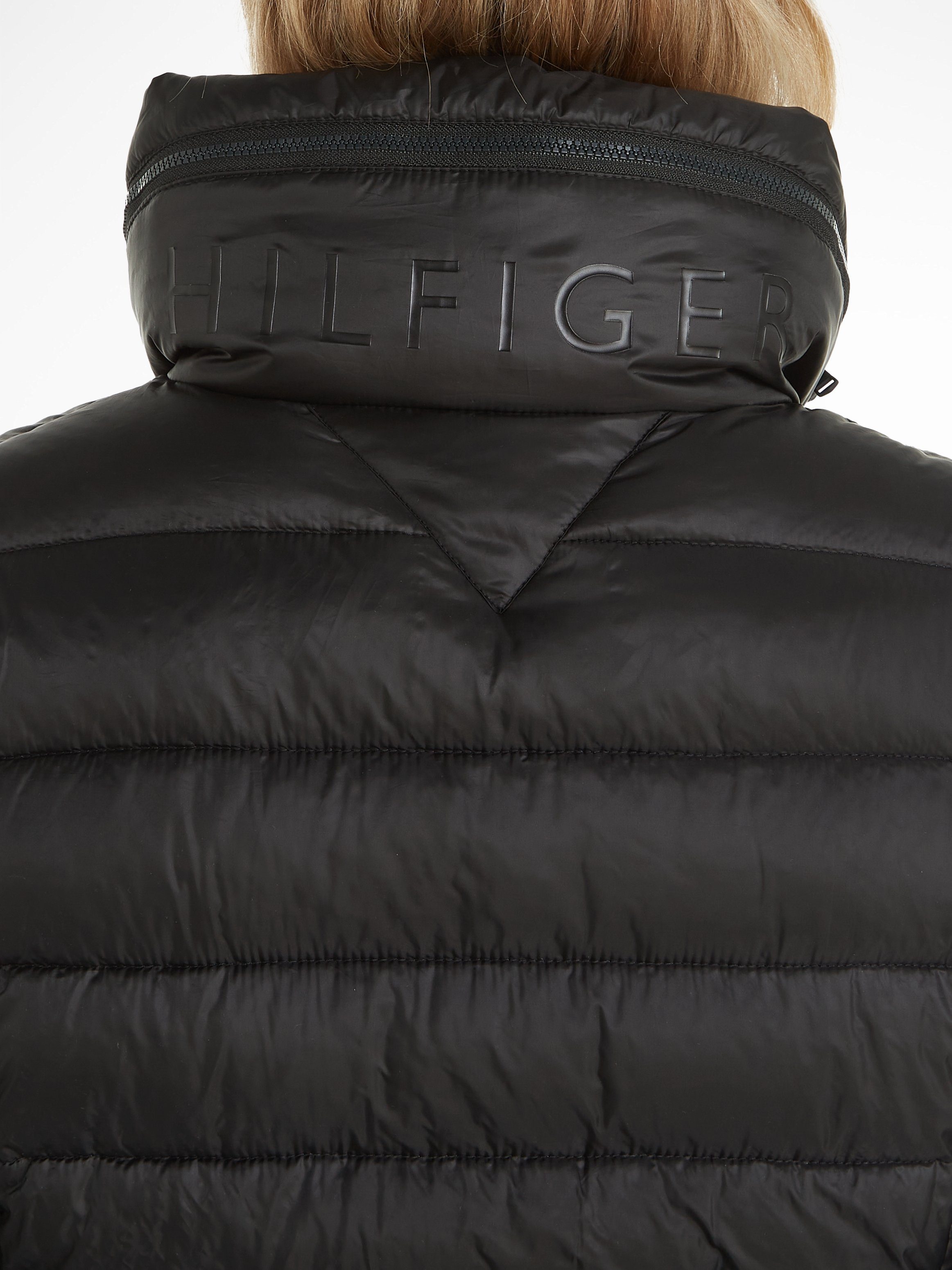 Tommy Hilfiger Steppmantel MW PADDED GLOBAL STRIPE COAT mit Kapuze im Stehkragen