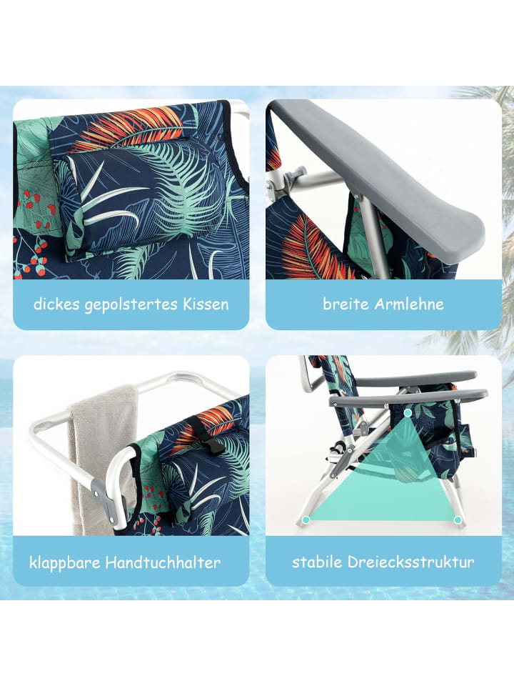 COSTWAY Strandstühle & Tisch Set in Petrol günstig kaufen onesize