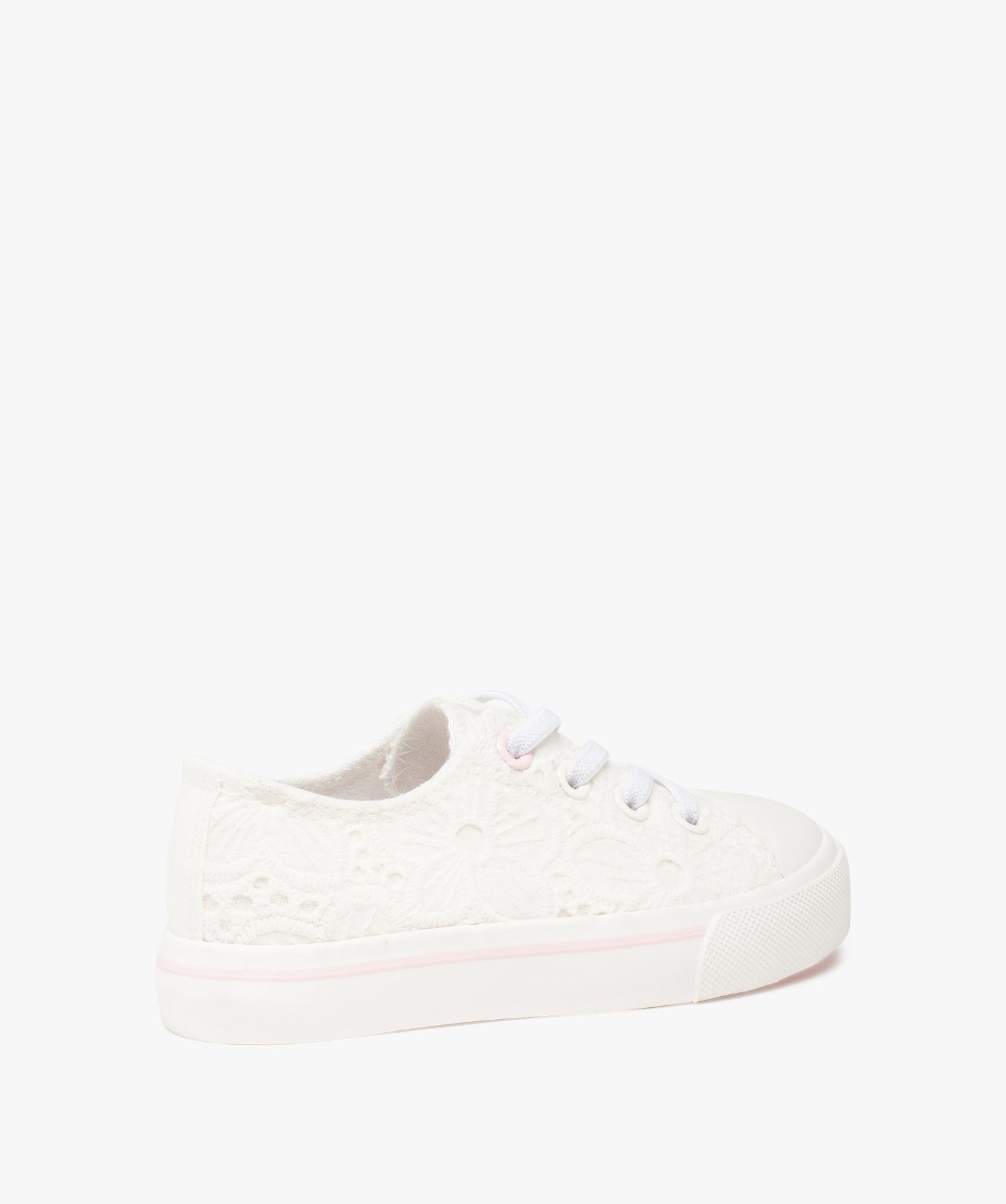 Baskets fille en toile unie dentelle anglaise blanc | GEMO