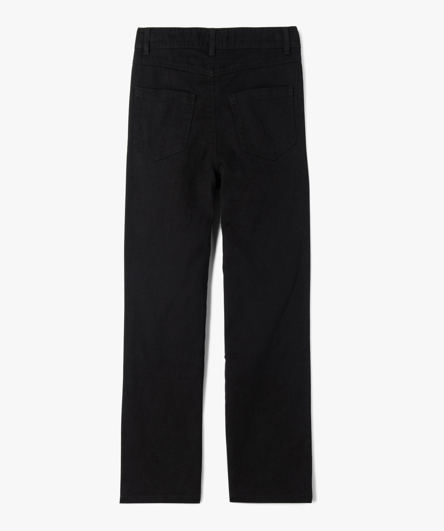 Pantalon en toile coupe large à taille haute fille noir | GEMO