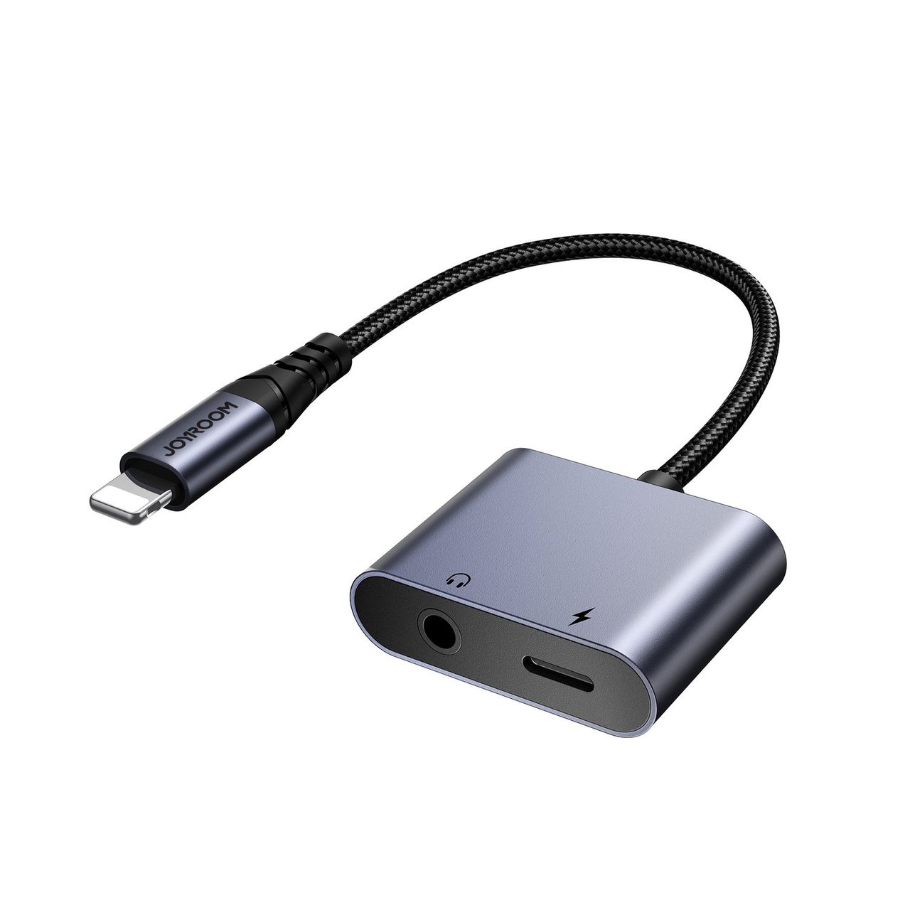 Joyroom iPhone zu iPhone-Anschluss / 3,5-mm-Miniklinken-DAC-Adapter 2in1 – Schwarz