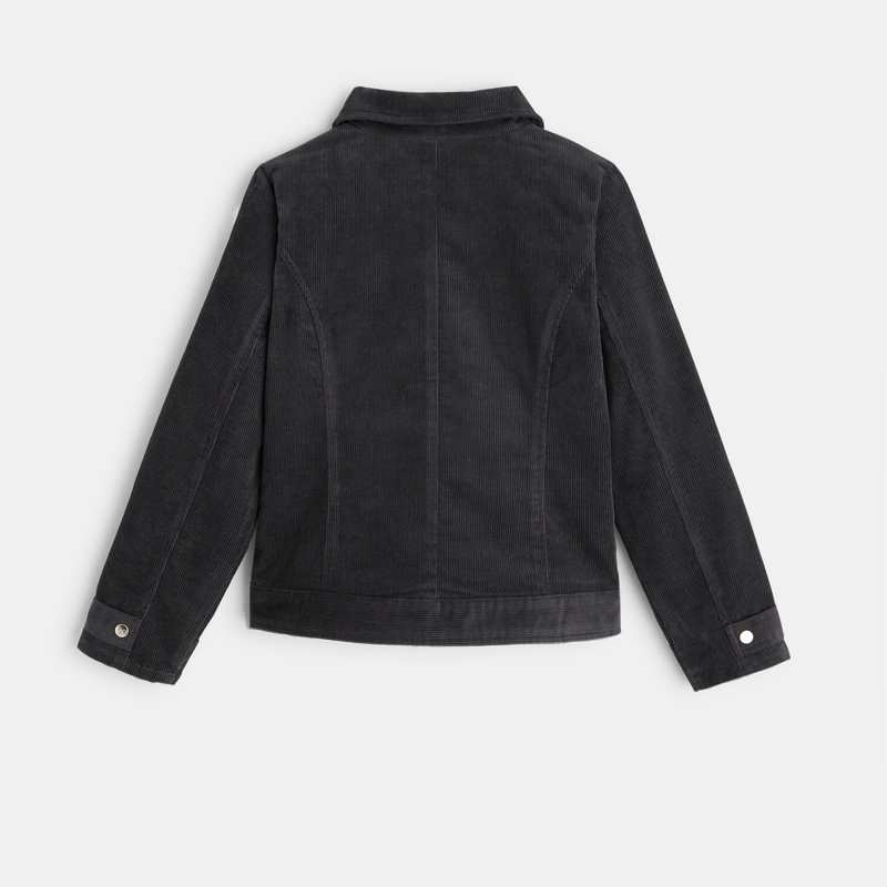 Veste de biker velours Lili Gaufrette gris fille