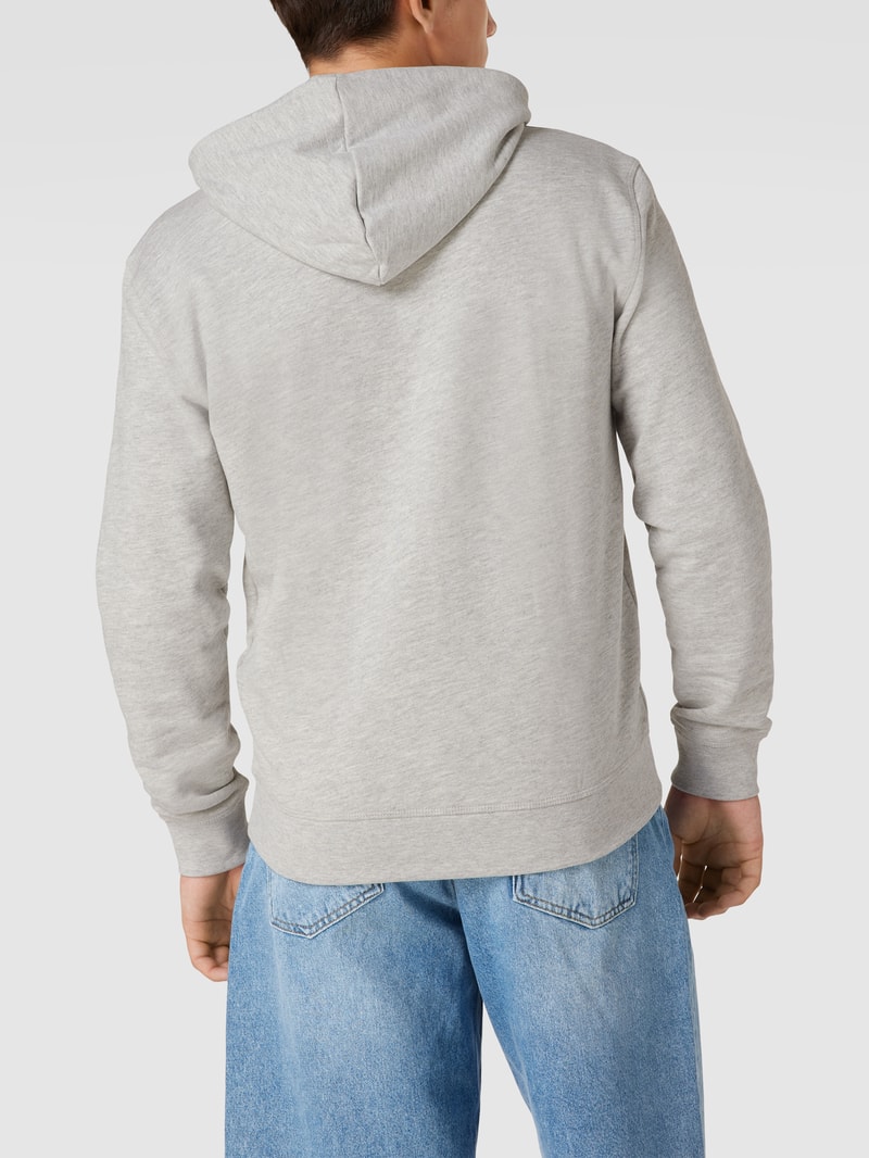 Hoodie mit Label-Patch in mittelgrau meliert