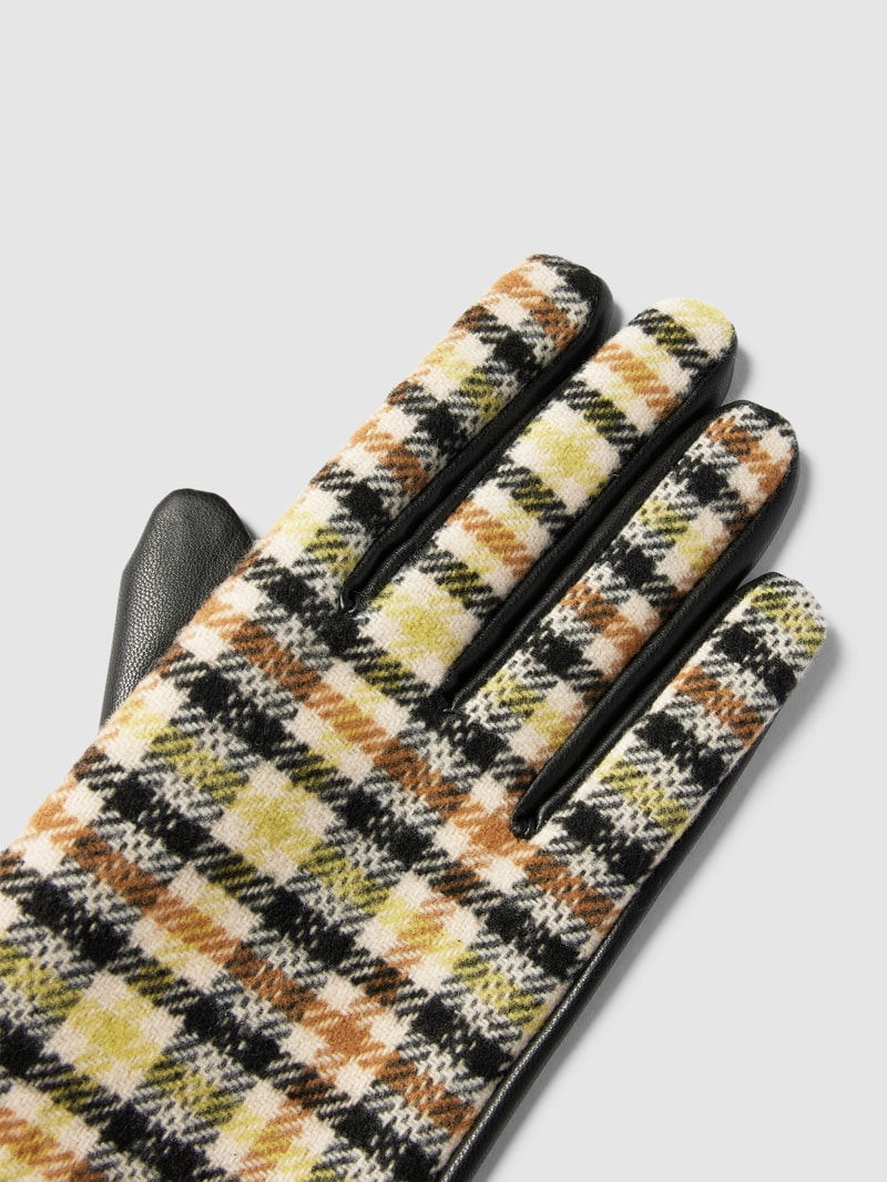 Handschuhe mit Hahnentrittmuster in schwarz