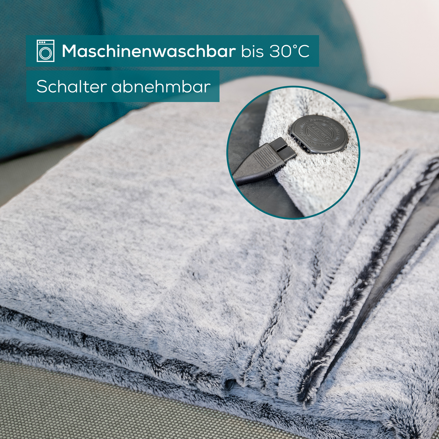 Beurer HD 75 Nordic Grey Green Planet Wärmezudecke-Atmungsaktive Kuschel-Heizdecke in trendigem Grau mit anschmiegsamer Ober- und Unterseite aus 100 % recycletem Material