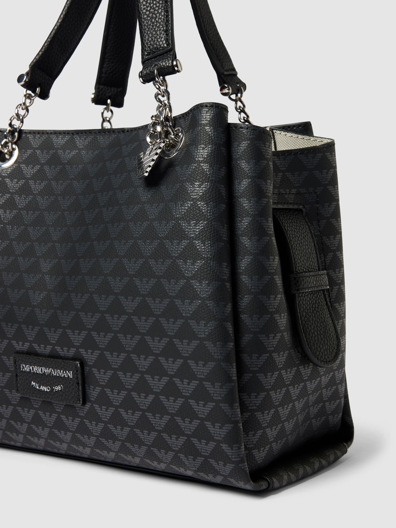Tote Bag mit Label-Print in schwarz