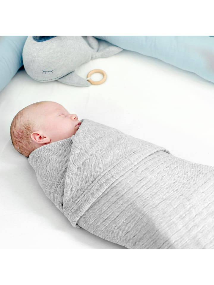 nordic coast company  Babydecke 4 in 1 groß in Grau - 90 x 120 cm  günstig kaufen 90 x 120 cm