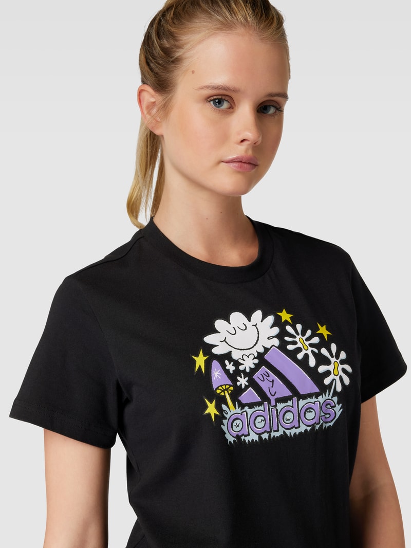 T-Shirt mit Motiv-Print Modell 'DOODLE' in schwarz