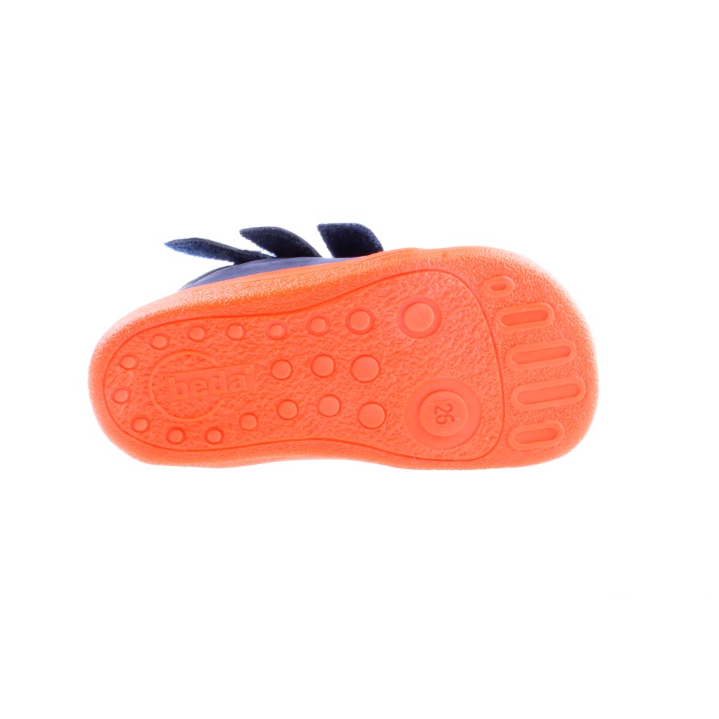 Beda Blue Mandarine mit Membran (BF 0001/W/MK/Fell, höher) dunkelblaue Winter-Barfußstiefeletten