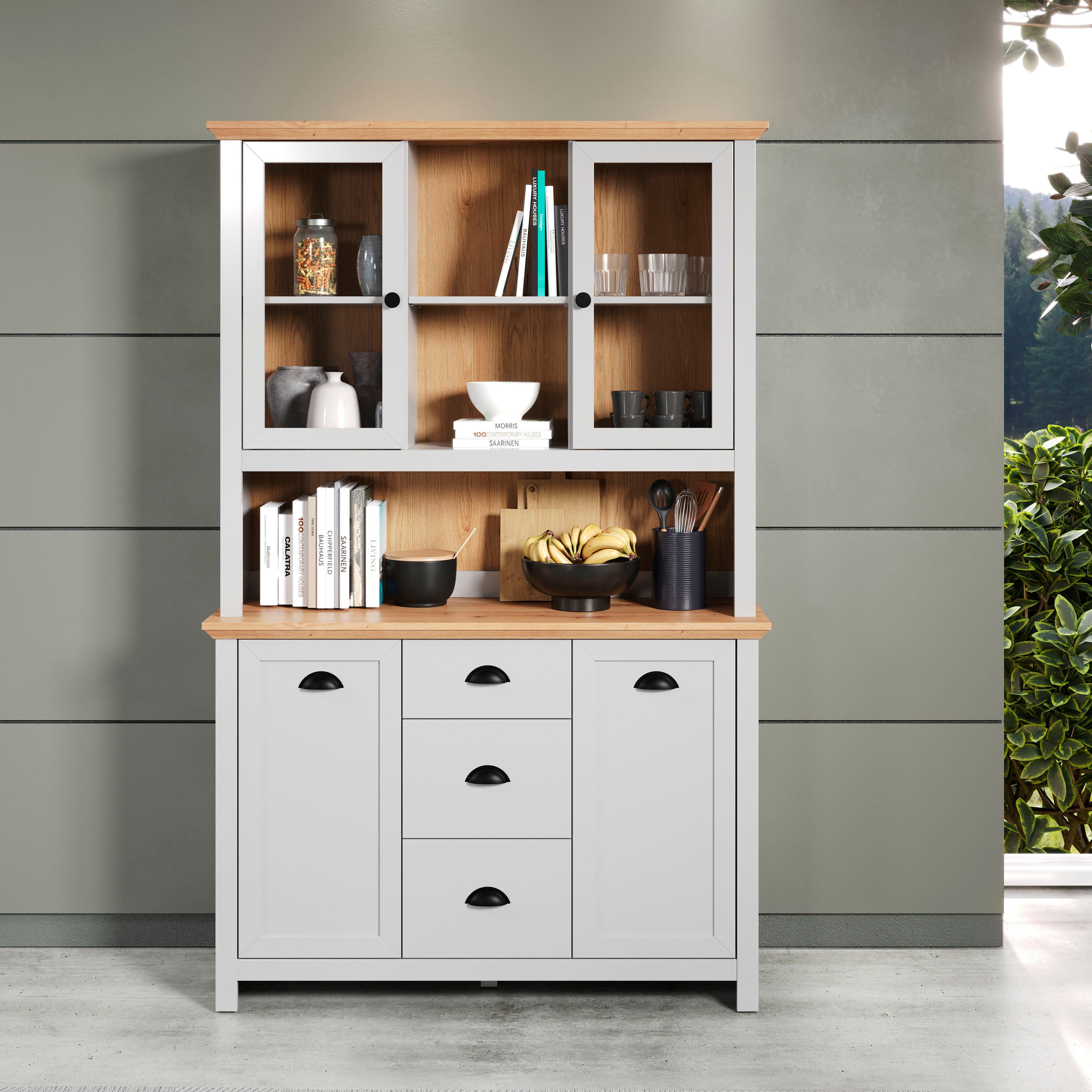 Home affaire Buffet Herzwill Artisan Eiche NB und hellgrau, matt, im Landhaus-Look
