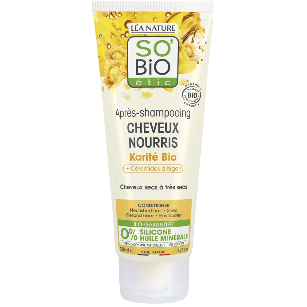 LÉA NATURE SO BiO étic Après-shampooing cheveux nourris, Karité bio & Céramides d'argan Après-shampooing