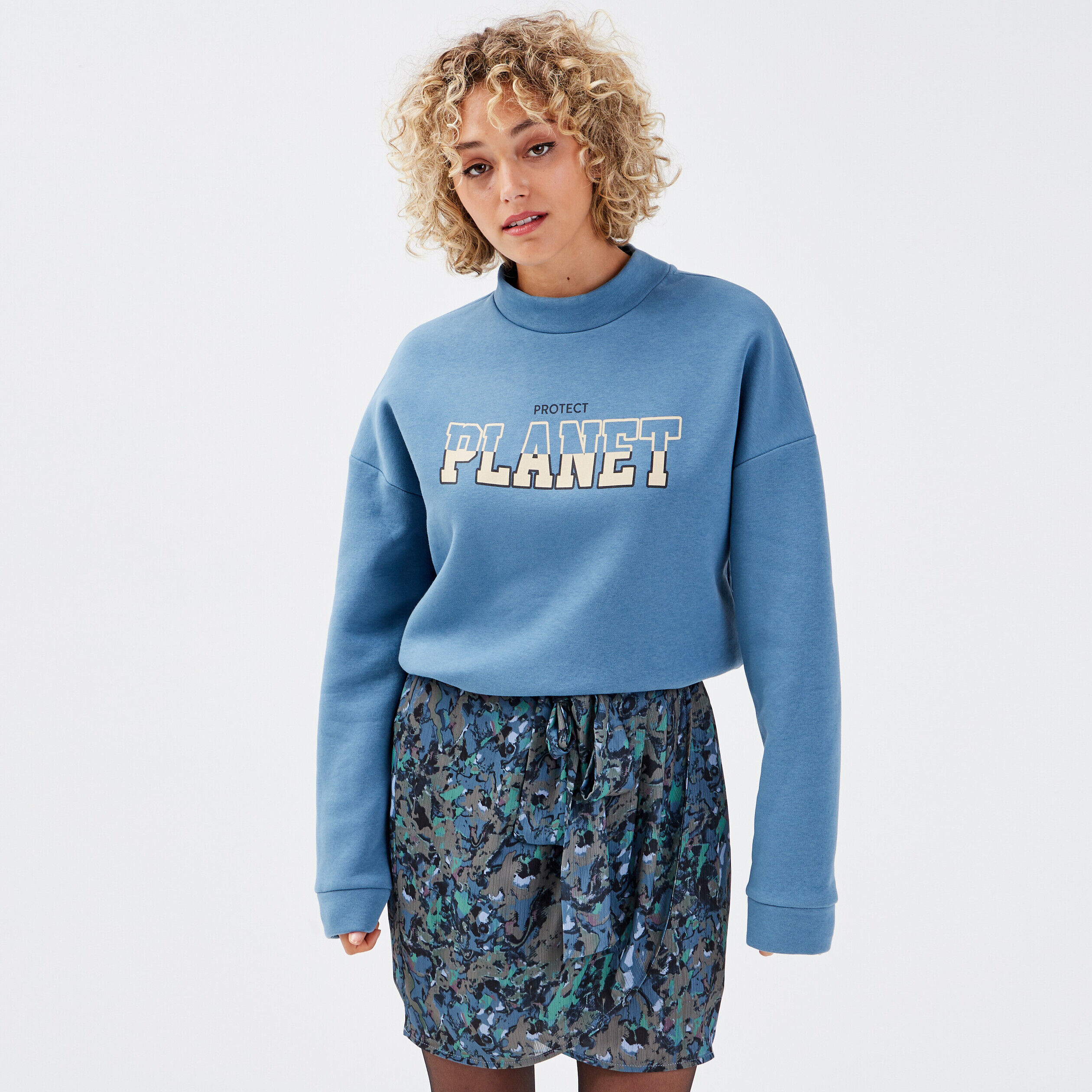 Sweat avec taille à coulisse bleu femme | Cache Cache