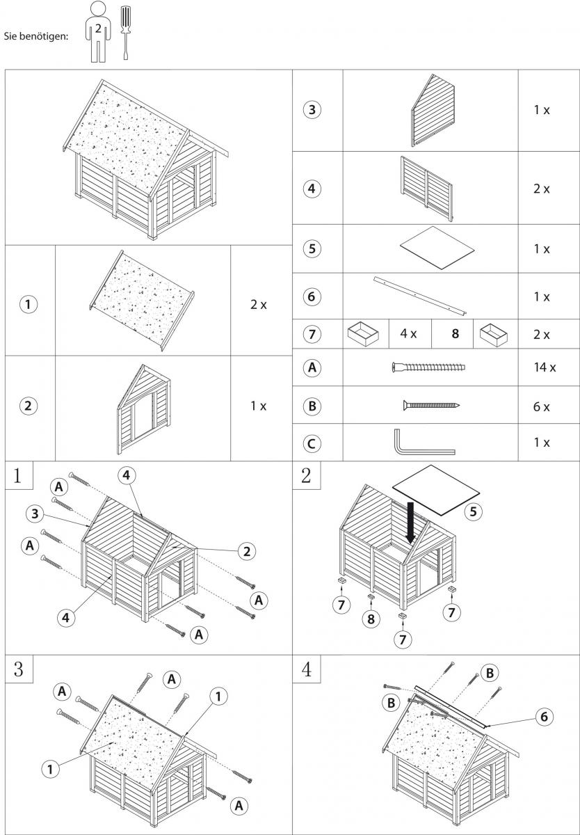 dobar Hundehütte für draußen, rot, Gr.XL