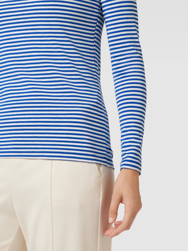 Longsleeve mit Streifenmuster und U-Boot-Ausschnitt in himmelblau