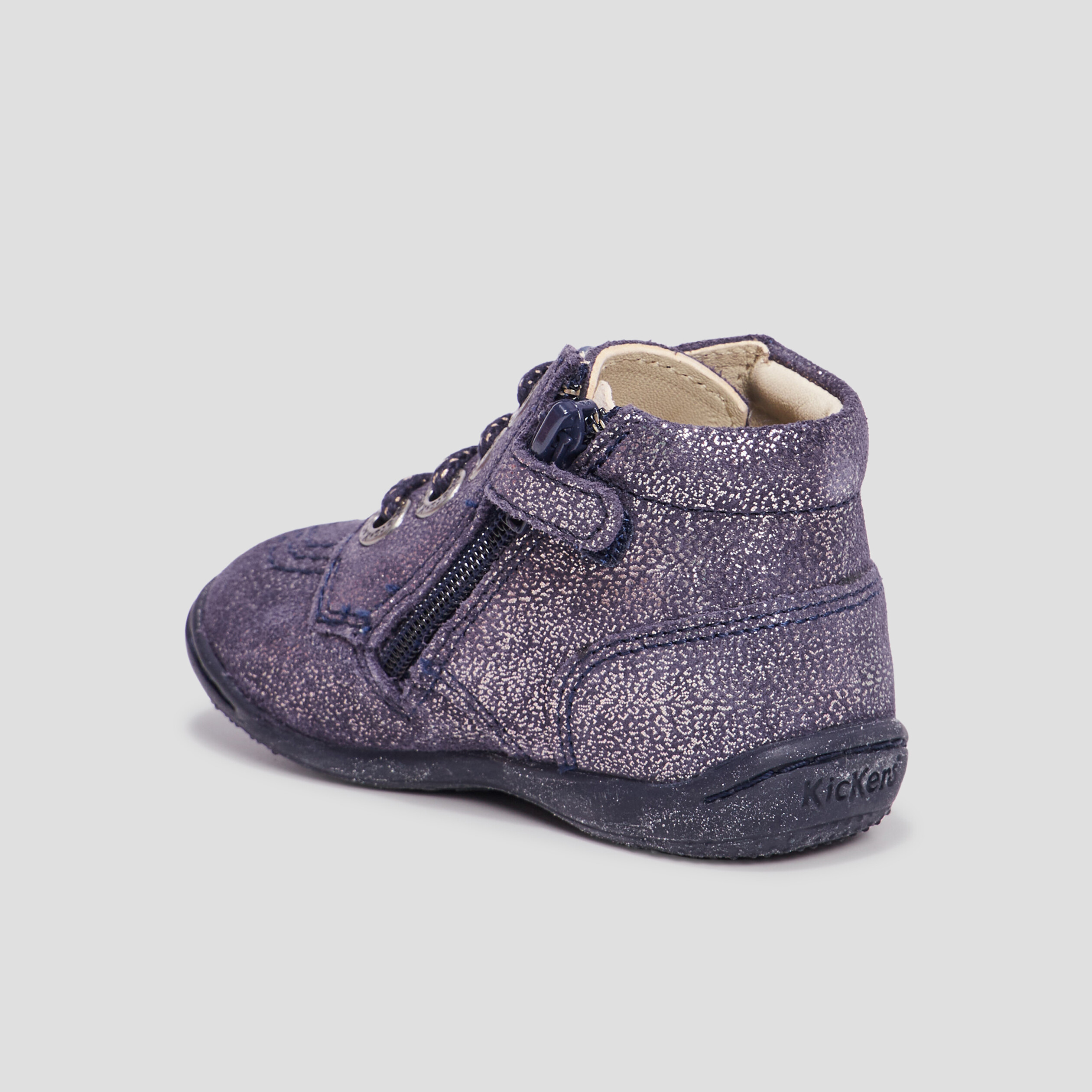 Bottillons en cuir Kickers Gulflow bleu marine bébé fille | La Halle