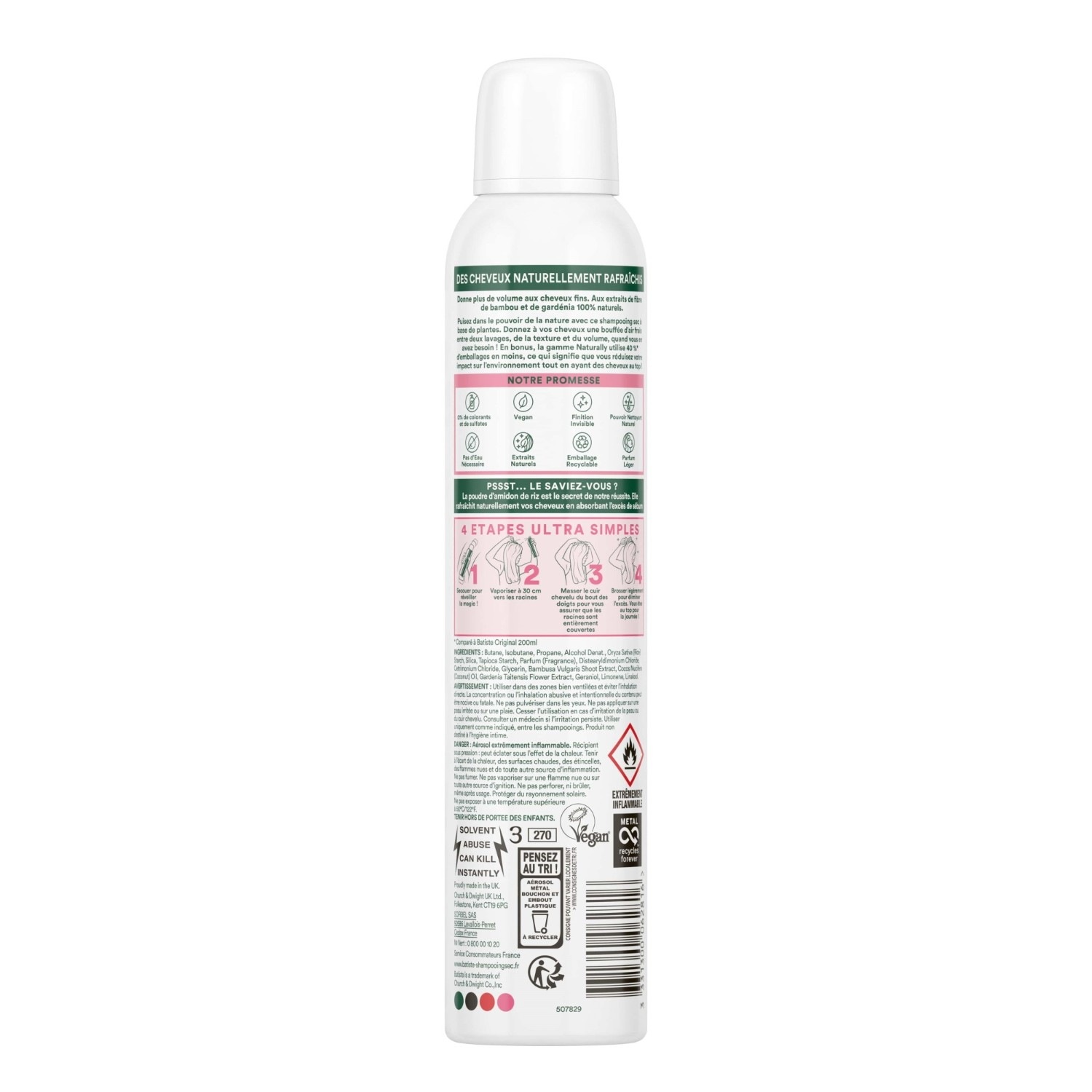 Suchý šampón Batiste Naturally Bamboo a Gardenia
