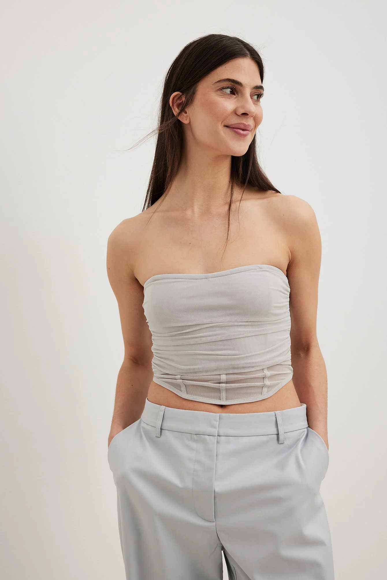 Bustier-Bandeautop aus Netzgewebe