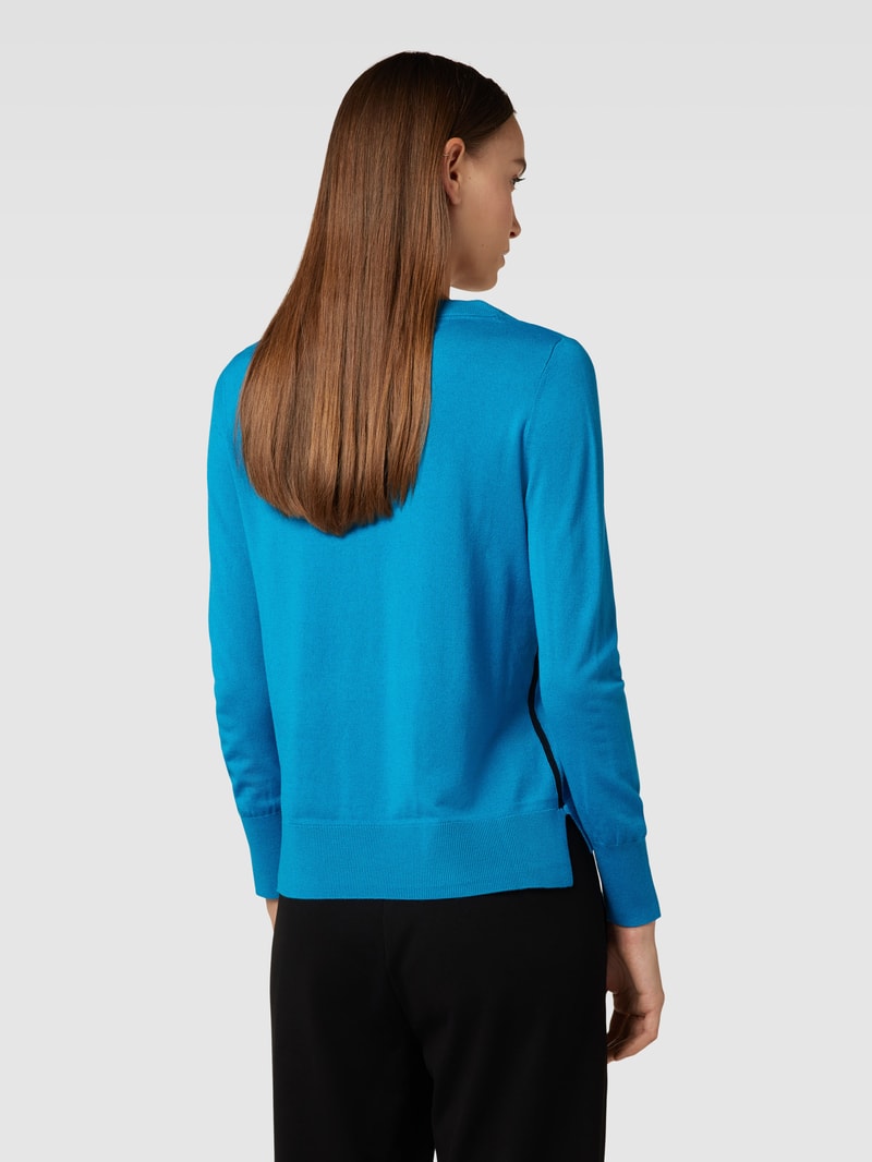Strickpullover mit Rundhalsausschnitt in petrol
