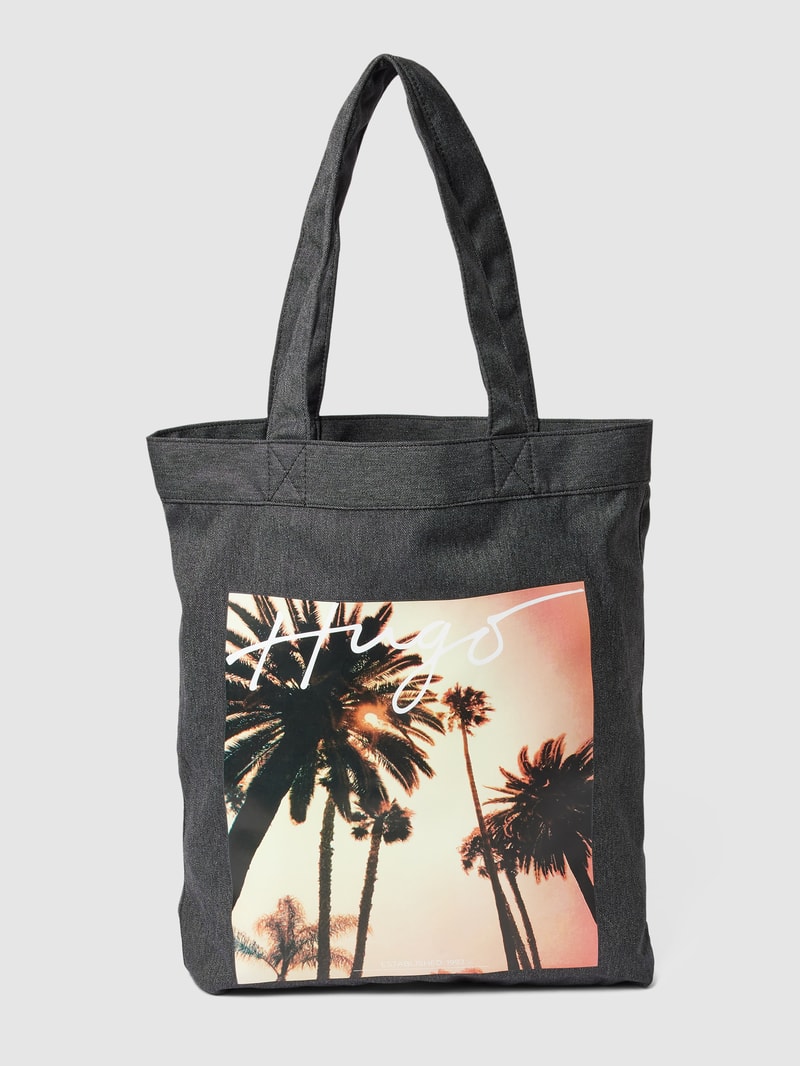 Tote Bag mit Front-Print Modell 'Erik' in schwarz