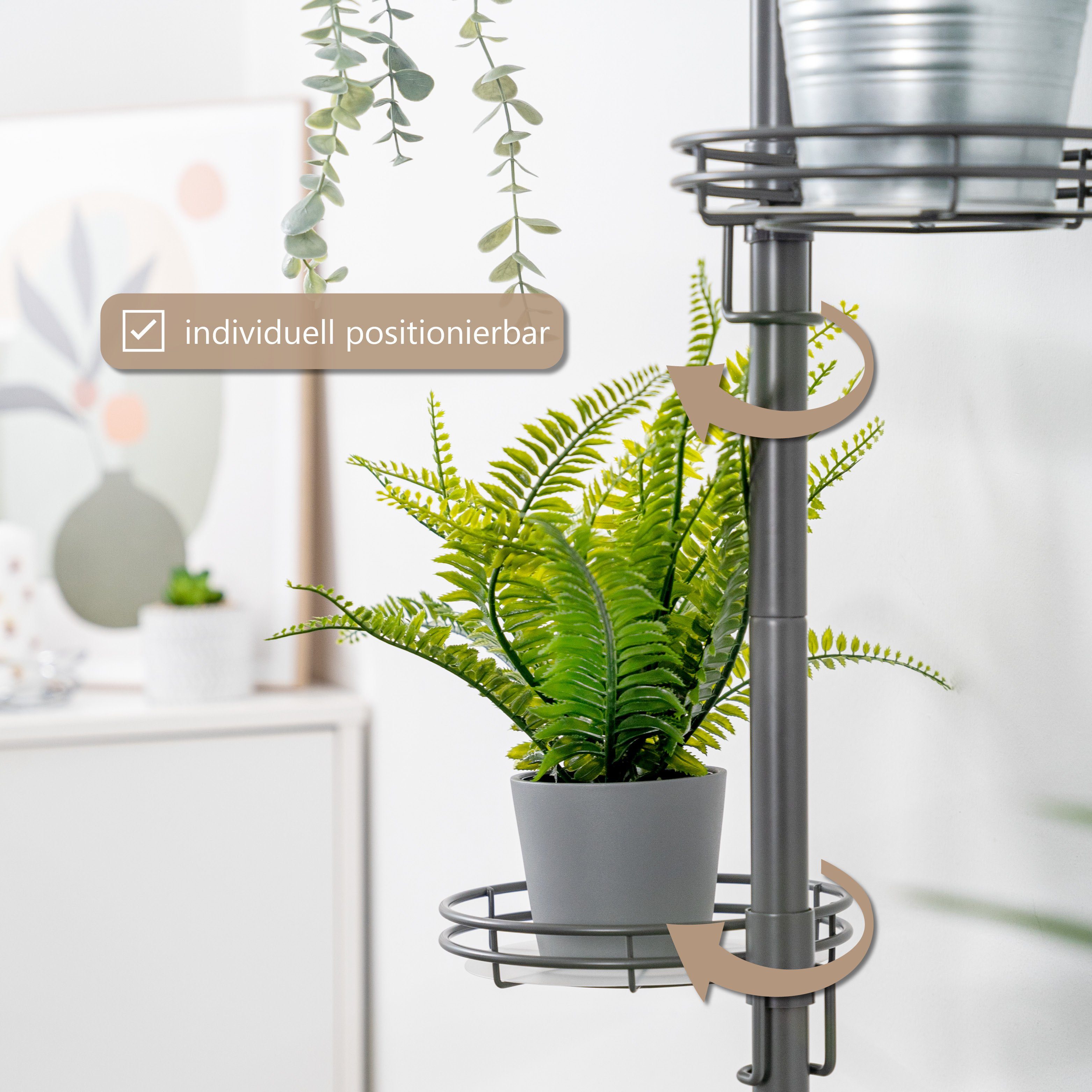 bremermann Blumenständer Teleskop-Blumenregal mit 4 Ablagen, höhenverstellbar