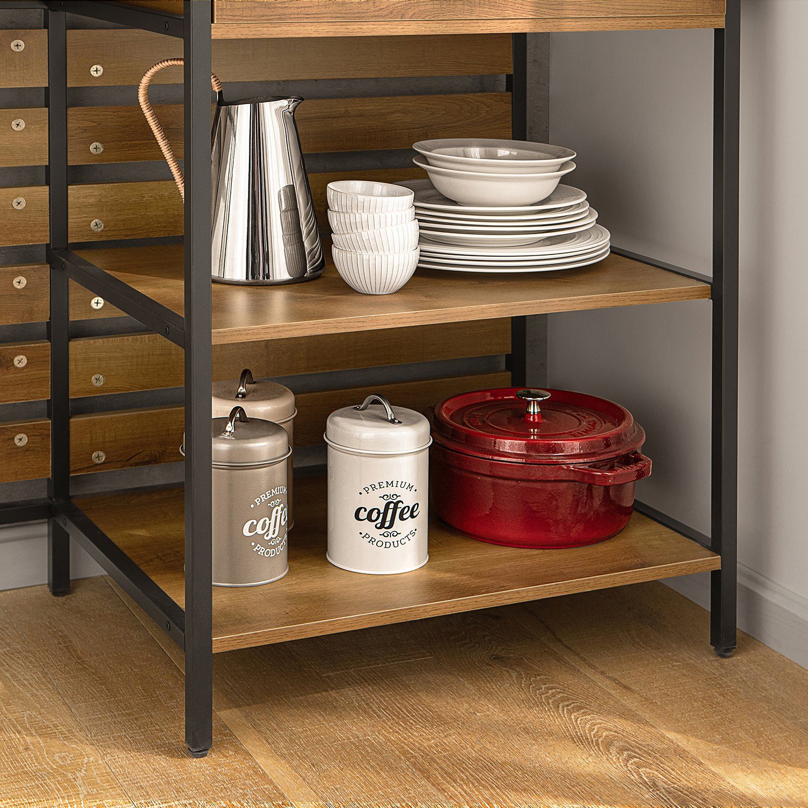 SoBuy Küchenbuffet FSB71 Sideboard mit 1 Schublade und 2 offnen Ablagen Küchenschrank