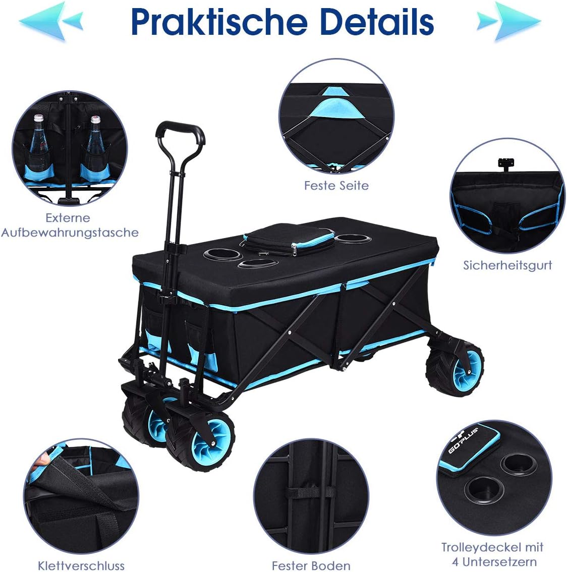 Costway Bollerwagen faltbar mit Dach bis 50 kg belastbar