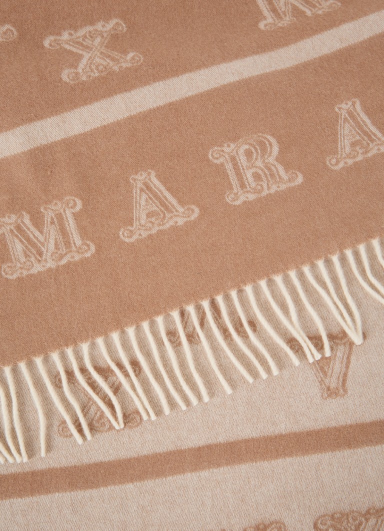 Eșarfă MaxMara Klause din cașmir tricotat fin cu logo imprimat, 180 x 70 cm