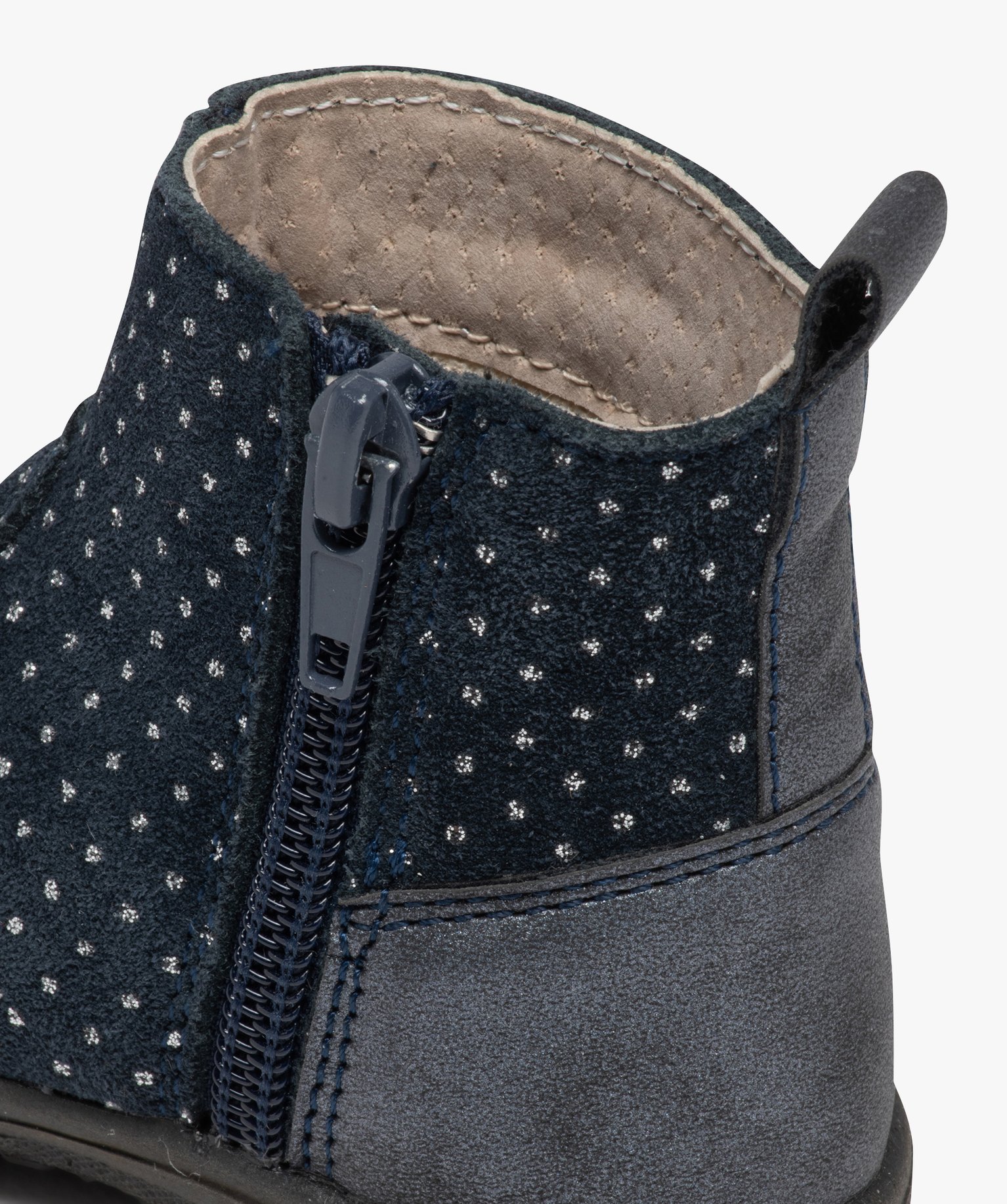 Boots bébé fille en cuir à petits pois brillants - Alma P... marine | GEMO