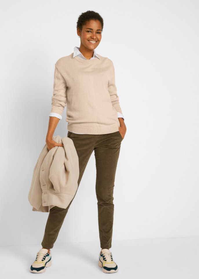 Strick-Pullover mit Rundhals-Ausschnitt