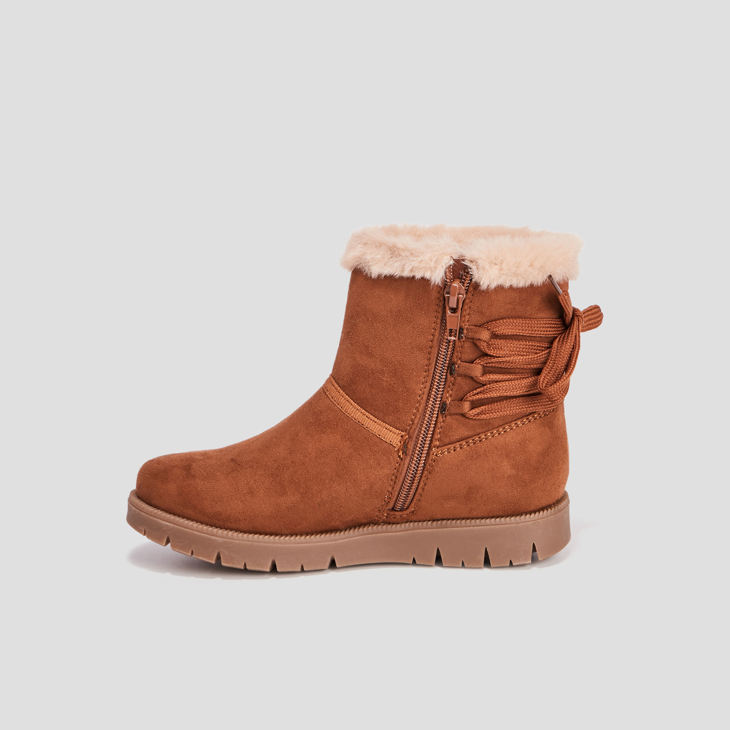Bottines fourrées zippées camel fille | La Halle