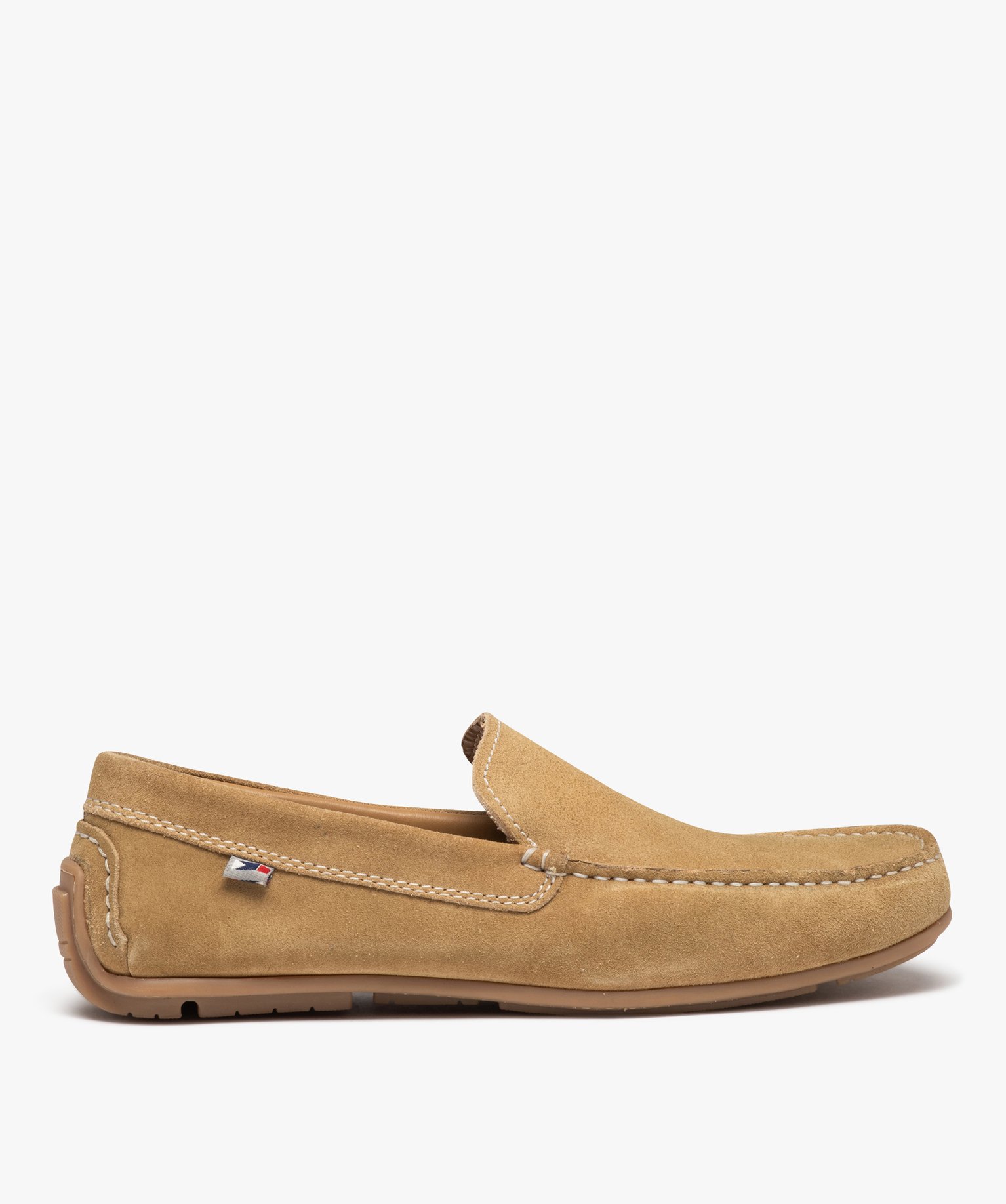 Mocassins homme unis en cuir velours beige | GEMO