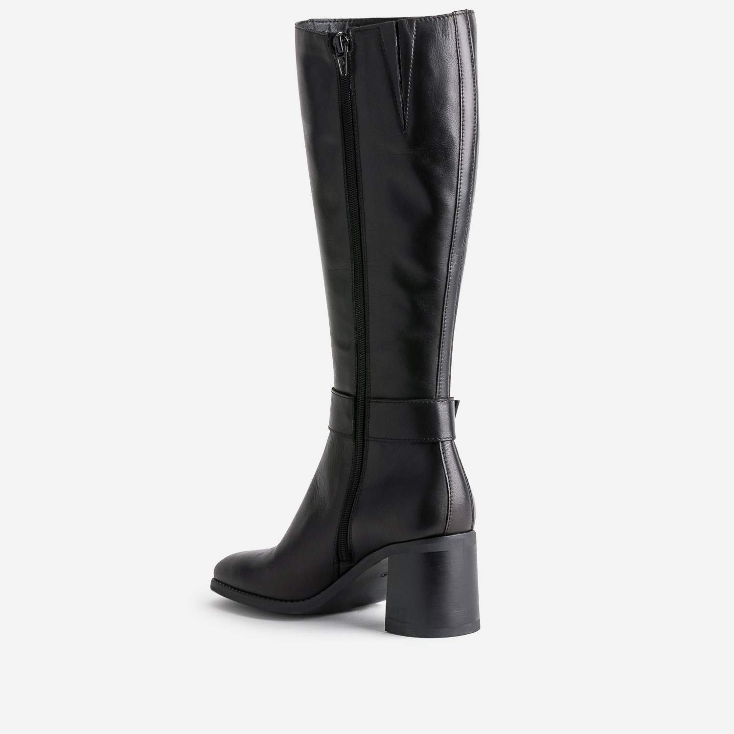 Botte noire en cuir à talon