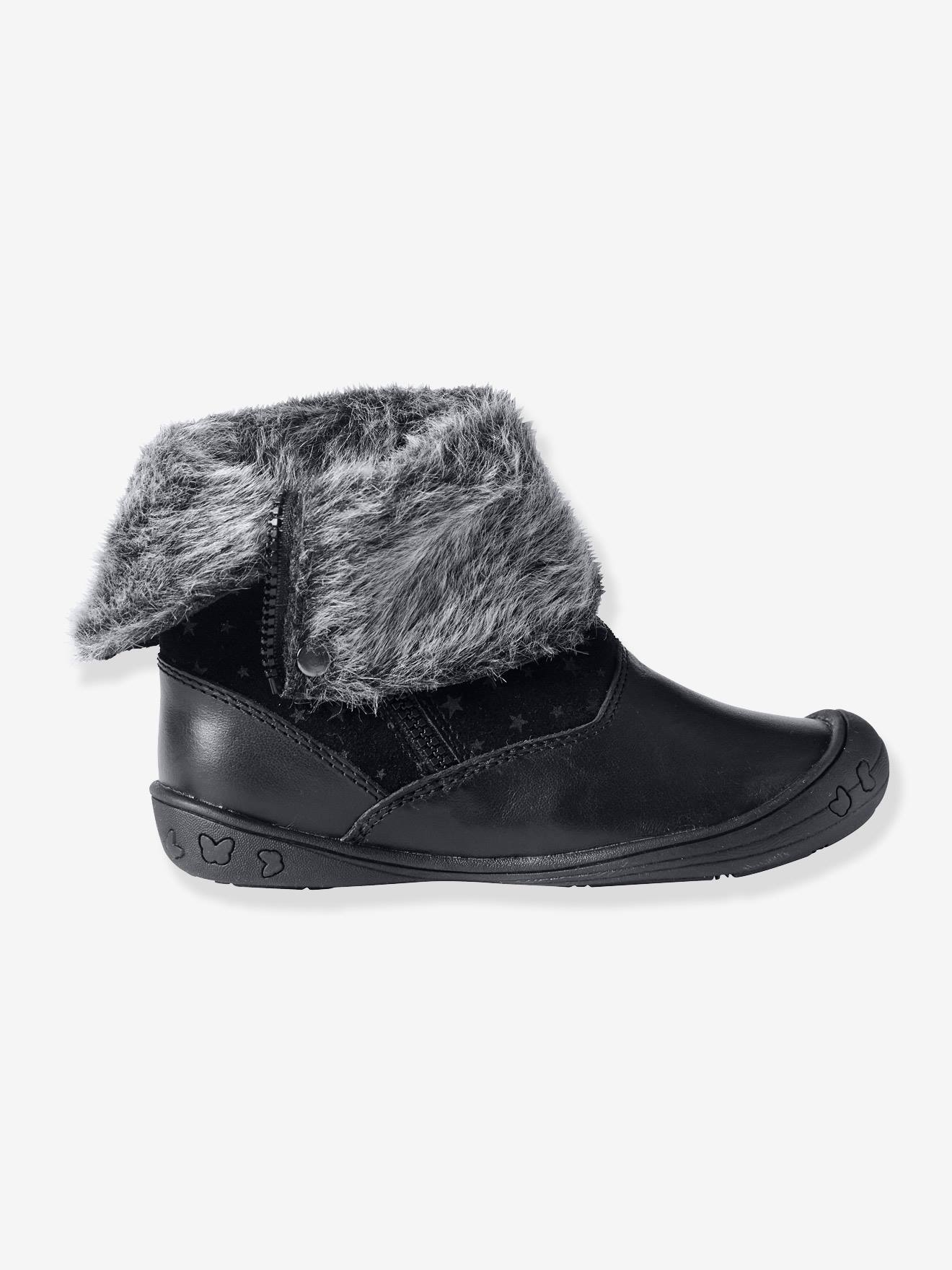 Mi-bottes cuir fille noir